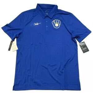 Nike Milwaukee Brewers Polo Shirt Sz 2XL XXL NKNE-4EW Cooperstown Collection